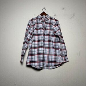 VTG Larro Plaid Red White Lumberjack Button Up Casual Shirt Men M Prep Checkered